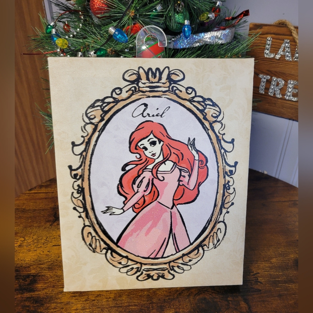 Disney Ariel glitter printed canvas-multi color
